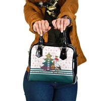 Lithuania Christmas Shoulder Handbag with Stork Basket Snowflakes and Traditional Pattern Design - Wonder Print Shop