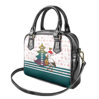 Lithuania Christmas Shoulder Handbag with Stork Basket Snowflakes and Traditional Pattern Design - Wonder Print Shop