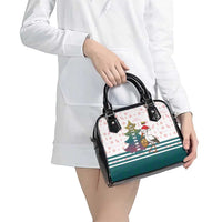 Lithuania Christmas Shoulder Handbag with Stork Basket Snowflakes and Traditional Pattern Design - Wonder Print Shop