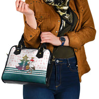Lithuania Christmas Shoulder Handbag with Stork Basket Snowflakes and Traditional Pattern Design - Wonder Print Shop