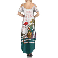Lithuania Christmas Summer Maxi Dress with Stork Basket Snowflakes and Traditional Pattern Design - Wonder Print Shop