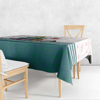 Lithuania Christmas Tablecloth with Stork Basket Snowflakes and Traditional Pattern Design - Wonder Print Shop