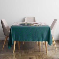 Lithuania Christmas Tablecloth with Stork Basket Snowflakes and Traditional Pattern Design - Wonder Print Shop