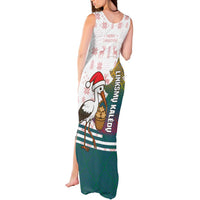 Lithuania Christmas Tank Maxi Dress with Stork Basket Snowflakes and Traditional Pattern Design - Wonder Print Shop