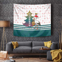 Lithuania Christmas Tapestry with Stork Basket Snowflakes and Traditional Pattern Design - Wonder Print Shop