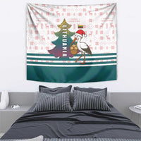Lithuania Christmas Tapestry with Stork Basket Snowflakes and Traditional Pattern Design - Wonder Print Shop