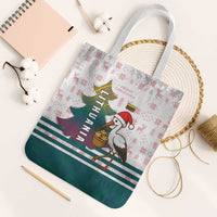 Lithuania Christmas Tote Bag with Stork Basket Snowflakes and Traditional Pattern Design - Wonder Print Shop