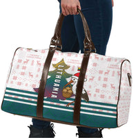 Lithuania Christmas Travel Bag with Stork Basket Snowflakes and Traditional Pattern Design - Wonder Print Shop