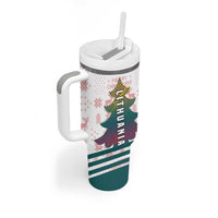 Lithuania Christmas Tumbler With Handle with Stork Basket Snowflakes and Traditional Pattern Design - Wonder Print Shop