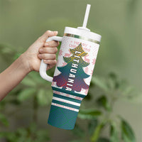 Lithuania Christmas Tumbler With Handle with Stork Basket Snowflakes and Traditional Pattern Design - Wonder Print Shop