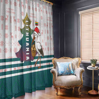 Lithuania Christmas Window Curtain with Stork Basket Snowflakes and Traditional Pattern Design - Wonder Print Shop