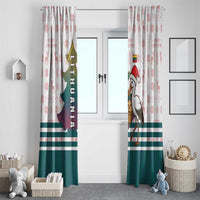 Lithuania Christmas Window Curtain with Stork Basket Snowflakes and Traditional Pattern Design - Wonder Print Shop