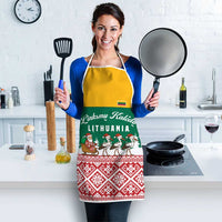 Lithuania Christmas Apron with Santa Sleigh Pulled by Storks and Folk Pattern Design - Wonder Print Shop