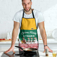 Lithuania Christmas Apron with Santa Sleigh Pulled by Storks and Folk Pattern Design - Wonder Print Shop