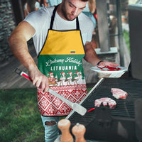 Lithuania Christmas Apron with Santa Sleigh Pulled by Storks and Folk Pattern Design - Wonder Print Shop