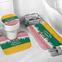 Lithuania Christmas Bathroom Set with Santa Sleigh Pulled by Storks and Folk Pattern Design - Wonder Print Shop