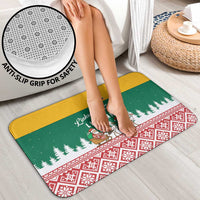 Lithuania Christmas Bathroom Set with Santa Sleigh Pulled by Storks and Folk Pattern Design - Wonder Print Shop