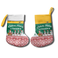 Lithuania Christmas Stocking with Santa Sleigh Pulled by Storks and Folk Pattern Design - Wonder Print Shop
