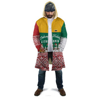 Lithuania Christmas Cloak with Santa Sleigh Pulled by Storks and Folk Pattern Design - Wonder Print Shop