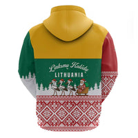Lithuania Christmas Hoodie with Santa Sleigh Pulled by Storks and Folk Pattern Design - Wonder Print Shop