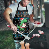 Funny Santa Riding Dinosaur Christmas Apron Gingerbread Snowflake Pattern - Wonder Print Shop