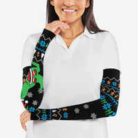 Funny Santa Riding Dinosaur Christmas Arm Sleeves Gingerbread Snowflake Pattern - Wonder Print Shop
