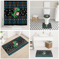 Funny Santa Riding Dinosaur Christmas Bathroom Set Gingerbread Snowflake Pattern - Wonder Print Shop