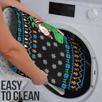 Funny Santa Riding Dinosaur Christmas Bathroom Set Gingerbread Snowflake Pattern - Wonder Print Shop