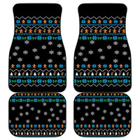 Funny Santa Riding Dinosaur Christmas Car Mats Gingerbread Snowflake Pattern - Wonder Print Shop
