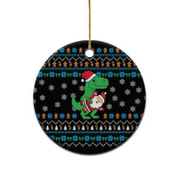 Funny Santa Riding Dinosaur Christmas Ceramic Ornament Gingerbread Snowflake Pattern - Wonder Print Shop