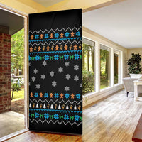 Funny Santa Riding Dinosaur Christmas Door Cover Gingerbread Snowflake Pattern - Wonder Print Shop