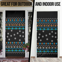 Funny Santa Riding Dinosaur Christmas Door Cover Gingerbread Snowflake Pattern - Wonder Print Shop