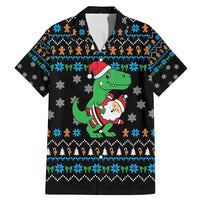 Funny Santa Riding Dinosaur Christmas Family Matching Mermaid Dress and Hawaiian Shirt Gingerbread Snowflake Pattern - Wonder Print Shop
