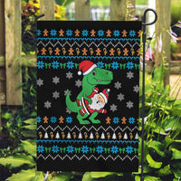 Funny Santa Riding Dinosaur Christmas Garden Flag Gingerbread Snowflake Pattern - Wonder Print Shop