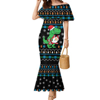 Funny Santa Riding Dinosaur Christmas Mermaid Dress Gingerbread Snowflake Pattern - Wonder Print Shop