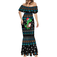 Funny Santa Riding Dinosaur Christmas Mermaid Dress Gingerbread Snowflake Pattern - Wonder Print Shop