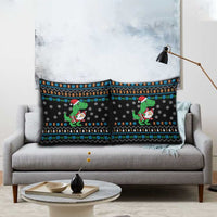 Funny Santa Riding Dinosaur Christmas Pillow Cover Gingerbread Snowflake Pattern - Wonder Print Shop