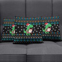 Funny Santa Riding Dinosaur Christmas Pillow Cover Gingerbread Snowflake Pattern - Wonder Print Shop