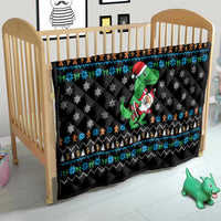 Funny Santa Riding Dinosaur Christmas Quilt Gingerbread Snowflake Pattern - Wonder Print Shop