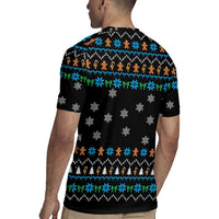 Funny Santa Riding Dinosaur Christmas Rugby Jersey Gingerbread Snowflake Pattern - Wonder Print Shop