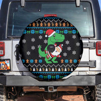 Funny Santa Riding Dinosaur Christmas Spare Tire Cover Gingerbread Snowflake Pattern - Wonder Print Shop