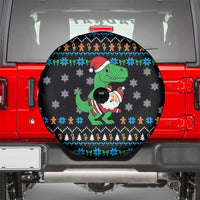 Funny Santa Riding Dinosaur Christmas Spare Tire Cover Gingerbread Snowflake Pattern - Wonder Print Shop