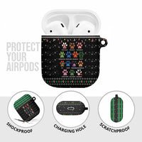 Christmas Colorful Dog Pawprint AirPods Case Black Snowflake Pattern Design - Wonder Print Shop
