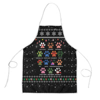 Christmas Colorful Dog Pawprint Apron Black Snowflake Pattern Design - Wonder Print Shop
