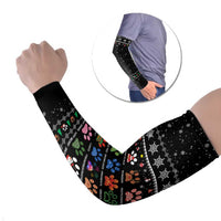 Christmas Colorful Dog Pawprint Arm Sleeves Black Snowflake Pattern Design - Wonder Print Shop