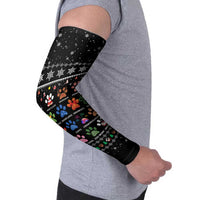 Christmas Colorful Dog Pawprint Arm Sleeves Black Snowflake Pattern Design - Wonder Print Shop