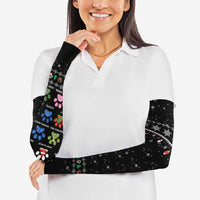 Christmas Colorful Dog Pawprint Arm Sleeves Black Snowflake Pattern Design - Wonder Print Shop