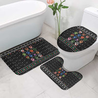 Christmas Colorful Dog Pawprint Bathroom Set Black Snowflake Pattern Design - Wonder Print Shop