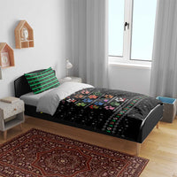 Christmas Colorful Dog Pawprint Bedding Set Black Snowflake Pattern Design - Wonder Print Shop
