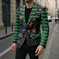 Christmas Colorful Dog Pawprint Blazer Black Snowflake Pattern Design - Wonder Print Shop